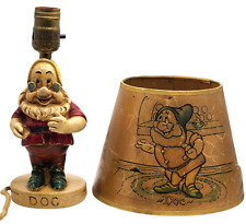 1938 Antique WALT DISNEY Lamp Snow White & 7 Dwarves Modeware DOC Light ~ RARE ~ picture