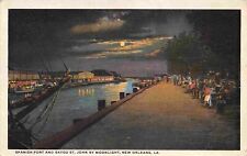 Spanish Fort Bayou St John Moonlight Night New Orleans Louisiana 1920s postcard picture