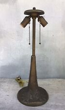 ANTIQUE VINTAGE ARTS CRAFTS MISSION ANTIQUE TABLE LAMP CAST IRON BRONZED BASE picture