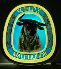 Vintage 1975 Schlitz BULL Malt Liquor Lighted Advertising Beer Sign Red Eyes picture