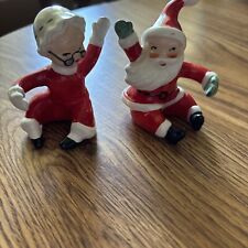 VTG Lefton Mr & Mrs Clause Candle Holders picture
