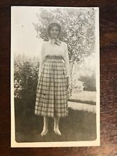 Young Lady wearing Plaid Skirt Winchester Idaho Postcard picture