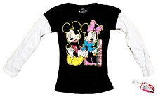 NEW Kids Disney Shirt Minnie & Mickey Mouse Black White Long Sleeve Size M picture
