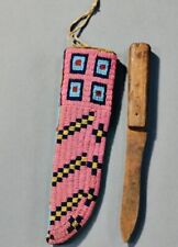Handmade Antique Style Indian Beaded Damascus Cover Native American Knife Sheath picture