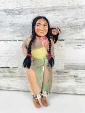 ANTIQUE VINTAGE NATIVE AMERICAN SKOOKUM INDIAN DOLL w/CHILD 10” TALL PAPOOSE picture