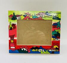 Rare Nicaragua Hand Painted All Wood Picture Frame Unique Folk Art Decor 3 picture