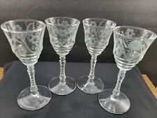 Set of 4 Rock Sharpe Crystal Wine Glasses #3005-7 Cut Stem 6 7/8