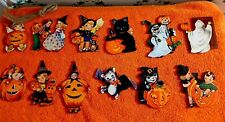 SET OF 12VINTAGE-VICTORIAN STYLE HALLOWEEN🎃WOOD ORNAMENTS 1EACH OF 12DIFF.ONES picture