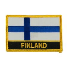 FINLAND FLAG EMBROIDERED PATCH WITH NAME - IRON-ON - NEW 2.5 x 3.5