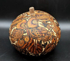 Unique Peruvian Folk Art - Hand Carved and Colored Gourd picture