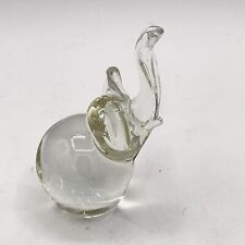 Clear Art Hand Blown Glass Elephant Figurine Paperweight  picture