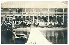 C.1909 RPPC Party Meet up African Americans American Flags Boat River  picture