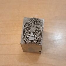Vintage Metal Masonic 32 Scottish Rite Freemason Letterpress Printing Block picture