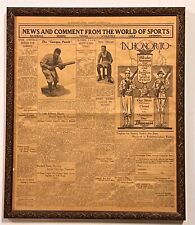 Original Vintage Newspaper ; Ty Cobb Baseball: 1920; “The Georgia Peach”; Framed picture