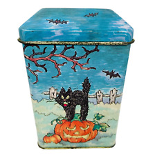 Vintage Russ Berrie Frite Lites Halloween Decorative Tin W Used Candle 4” picture