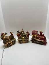 Vintage Opulence 3 Pc Ceramic Christmas Light Up Train 30” Total L Works Great picture