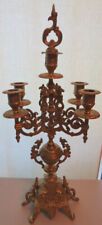 Vintage Brevettato Brass 5-Arm W/ Caps Candelabrum 20” Tall Approx Made In Italy picture