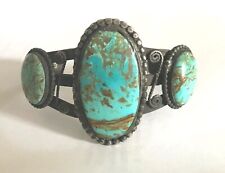 Stunning old Navajo sterling silver & turquoise bracelet   1940s? picture