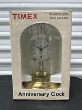 TIMEX Westminster Anniversary Glass Dome Mantel Chime Clock Pendulum Open Box picture