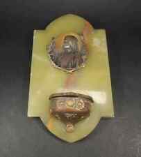 Antique Holy Water Font Virgin Mary Bronze Onyx French Napoleon III picture
