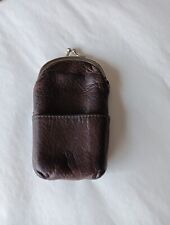 Vintage Brown Genuine Leather Cigarette Case Snap Closure Pouch picture