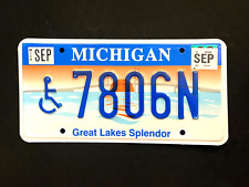 Michigan License Plate 7806N ....... HANDICAPPED & GREAT LAKES SPLENDOR picture