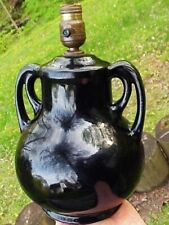 NICE Working Stangl Art Deco Gloss Black HANDLED POTTERY LAMP Incredible Handles picture