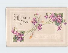 Postcard Embossed Flower & Cross Print Holiday Greeting Card Easter Joys picture