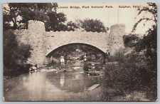 Postcard Lincoln Bridge Platt National Park Women Sulphur Oklahoma Posted 1924 picture