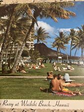 FORT DE RUSSY AT WAIKIKI BEACH HAWAII PEOPLE  VINTAGE RPPC POSTCARD picture