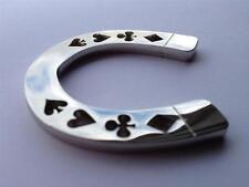 Silver Horseshoe Lucky Suited Heavy Poker Card Guard Hand Protector NEW picture