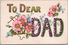 Vintage 1910s FATHER'S DAY Large Letter Postcard 
