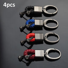4pcs Blue, Red, Black, Burgundy Leather Fob D-Ring Keychain Key Ring Holder Clip picture