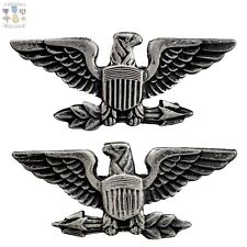 ✬LUX✬ WWII US COLONEL & CAPTAIN INSIGNIA “WAR 🦅 EAGLES” LUXENBERG STERLING WW2 picture
