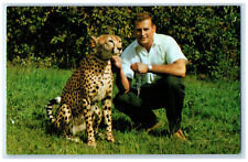 c1960's Al Oeming With Pet Cheetah Ardrossan Alberta Canada Vintage Postcard picture