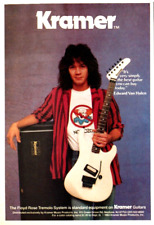 vtg 80s EDDIE VAN HALEN NO BOZOS MAGAZINE PRINT AD Kramer Guitar Pinup Clipping picture