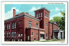 1958 Exterior Building Civic Center Manistee Michigan Vintage Antique Postcard picture