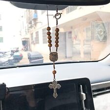St. Michael Car Rearview Mirror Rosary One Decade Protection Wood Beads picture