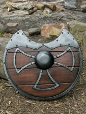 Medieval Knight Half Cut Round Wooden Viking Shield Larp, Cosplay, Roleplay Gift picture