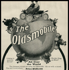 1903 Olds Oldsmobile Car Around the World Globe 10k Drivers Engraved Ad 8351 picture