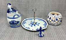 Hand Painted Delft Blue Holland Porcelain Candle Holder Serving Plate Windmill picture