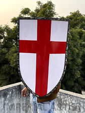 Knight Templar Red Cross Shield 30 inch 18G Battle Armor Shield Halloween picture
