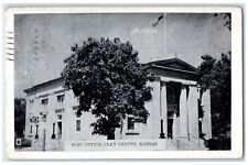 1949 Post Office Building US Flag Trees Clay Center Kansas KS Posted Postcard picture