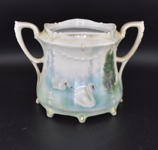 Antique 1880's-1917 RS Prussia 8-Footed Sugar Bowl w/ Handles SWANS No Lid picture