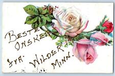 Wilder Minnesota MN Postcard Embossed Beste On Onsker Flowers And Leaves 1909 picture