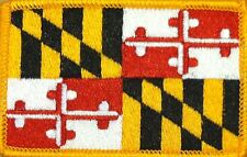 MARYLAND STATE Flag Military Patch With Hook & Loop Fastener GOLD Border #04 picture