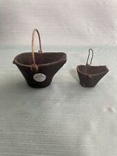 Lot of 2 Vintage Miniature Cast Iron Coal Bucket /Silver Dollar City picture