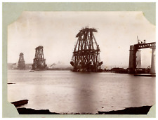 Scotland, The Forth Bridge Under Construction Vintage Print, Albumin Print   picture