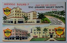 Mexico Bound? Rio Grande Valley Route Harlingen Texas Vtg. Linen Postcard 8352 picture