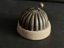 RARE OLD VINTAGE VICTORIAN WHITE BRASS CERAMIC BASE ELECTRIC SWITCH BUTTON, picture